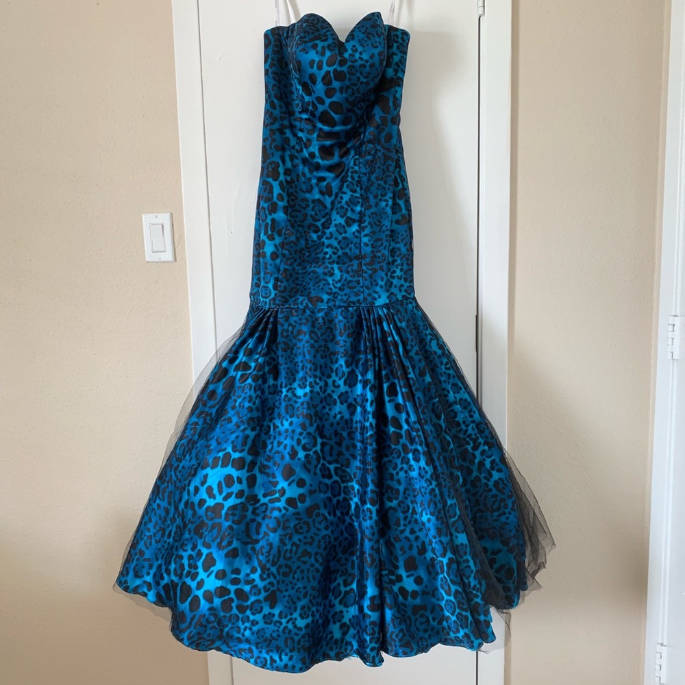 Homecoming Mermaid Dress Blue Leopard Print